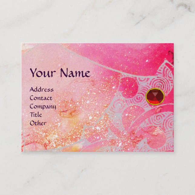 WAVES RUBY MONOGRAM, bright pink red purple blue Business Card (Front)