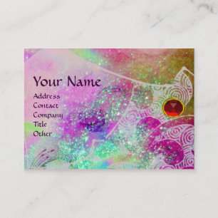WAVES RUBY MONOGRAM, bright purple green blue pink Business Card