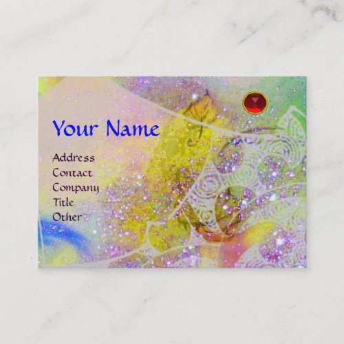WAVES RUBY MONOGRAM bright yellow green blue pink Business Card