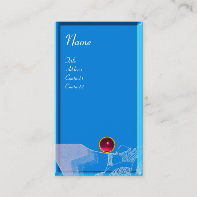 WAVES RUBY MONOGRAM,pink red  blue white Business Card (Front)