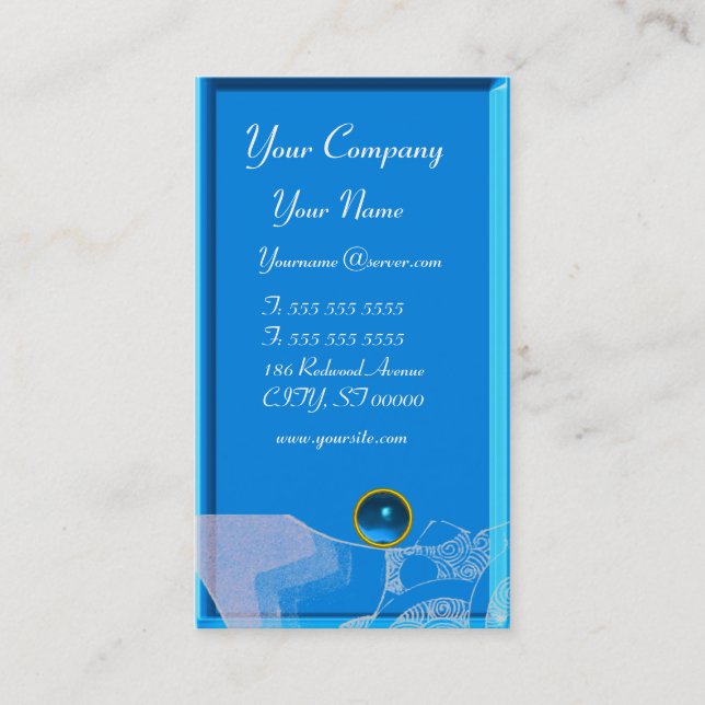 WAVES SAPPHIRE MONOGRAM,  blue white red black Business Card (Front)
