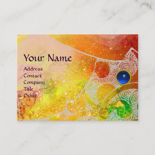WAVES SAPPHIRE MONOGRAM bright yellow brown blue Business Card