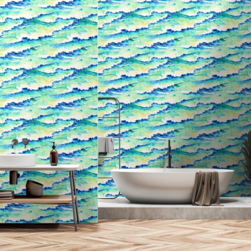 Waves seamless pattern ocean sea blue beach wallpaper 