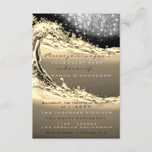 Waves Sepia Bridal Abstract Surprise Birthday Invitation