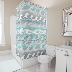 waves shower curtain
