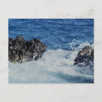 Waves Splashing On Coral Rock Postcard