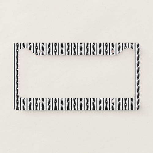 Waves Stripes Abstract Patterns Black White Cool License Plate Frame