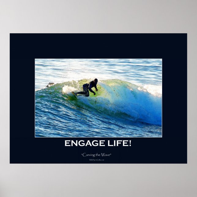 Waves Surfboard-rider Surfing Motivational Art Poster (Front)