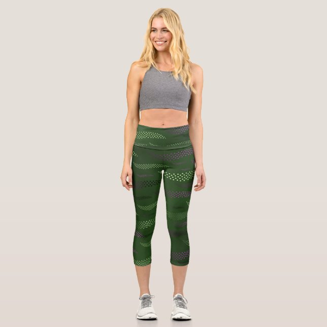 Waves Tiger (stylized pattern) 5 Capri Leggings (Front)
