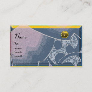 WAVES TOPAZ  MONOGRAM,blue black  yellow Business Card