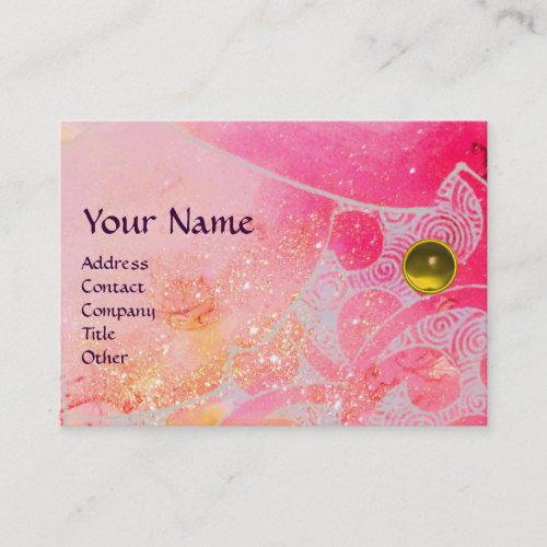 WAVES TOPAZ MONOGRAMbright pink yellow blue Business Card