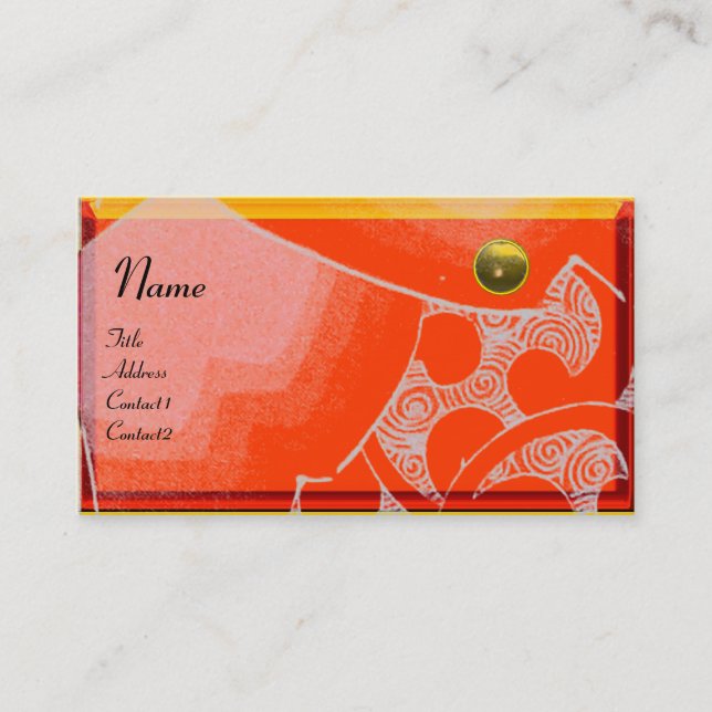 WAVES TOPAZ  MONOGRAM,white yellow orange Business Card (Front)