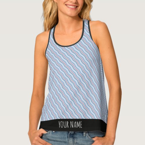 Waves Vertical Blue Orange Minimal Pattern Tank Top