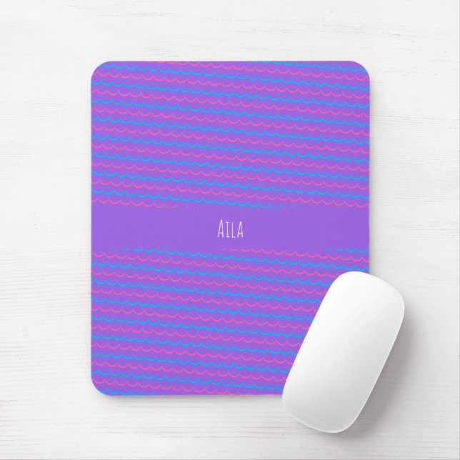 Waves Violet Blue Minimal Pattern Mouse Pad (With Mouse)