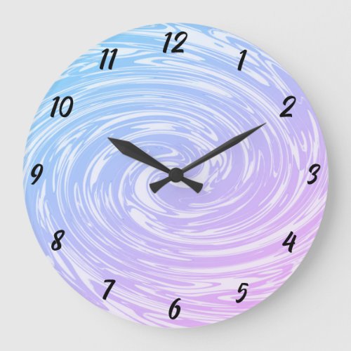 Waves Wavy Blue Pink Ombre Beach Nautical Art Large Clock