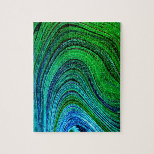 Waves Wavy Green Blue Abstract Modern Fractal Art  Jigsaw Puzzle