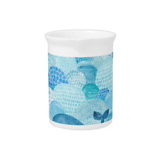 Waves, whale, childish blue texture beverage pitcher