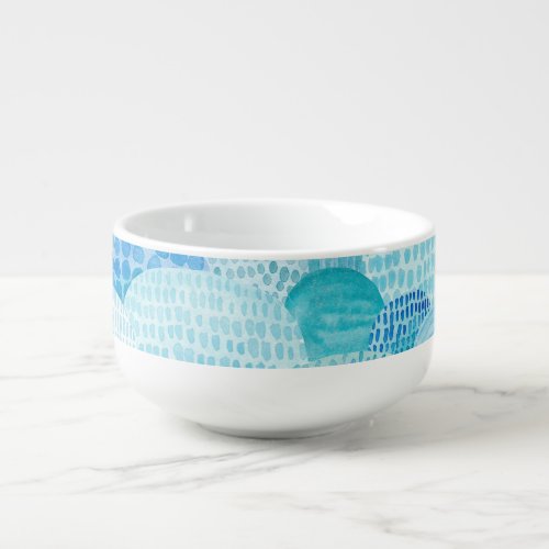 Waves whale childish blue texture soup mug