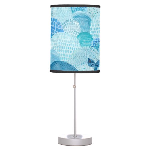 Waves whale childish blue texture table lamp