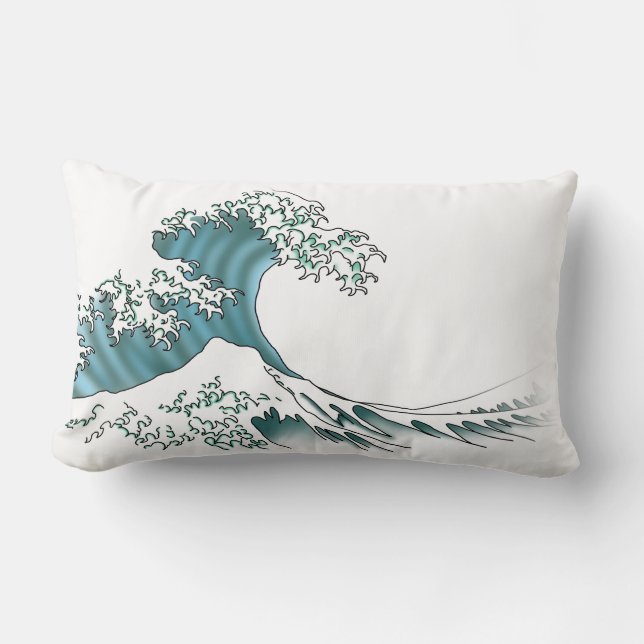 Waves - white lumbar pillow (Front)
