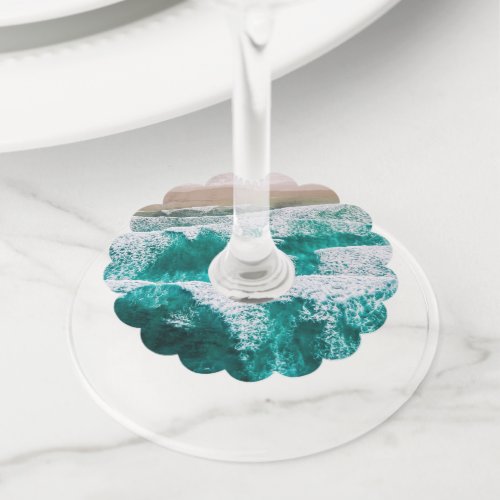 Waves Wine Glass Tag