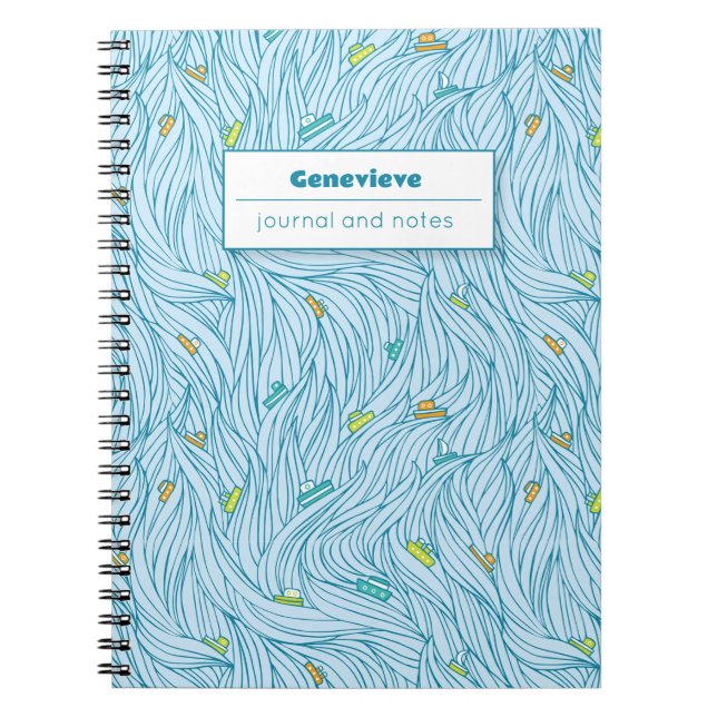 Waves with Boats Notebook (Front)