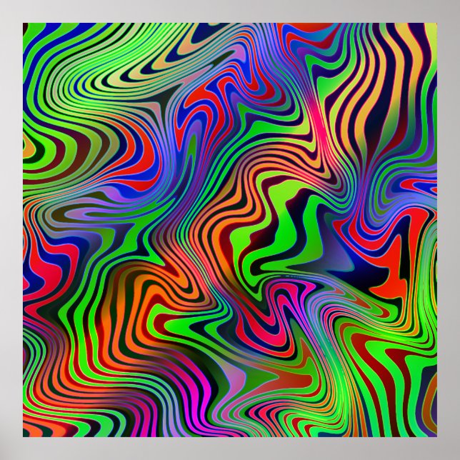 wavey psychedelic multicolored lines poster (Front)