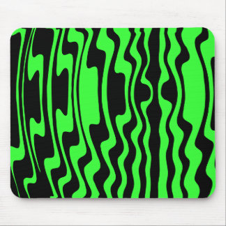 Wavey Stripey - Black and Green II Mouse Pad
