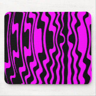 Wavey Stripey - Black and Magenta Mouse Pad