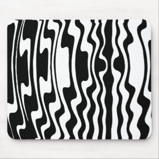 Wavey Stripey - Black and White Mouse Pad