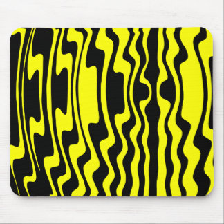 Wavey Stripey - Black and Yellow Mouse Pad