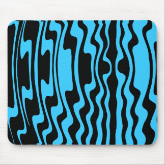 Wavey Stripey - Blue and Black Mouse Pad