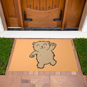 Waving Adorable Smiling Bear Doormat