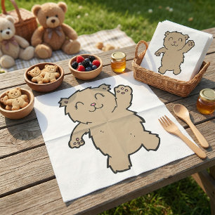 Waving Adorable Smiling Bear Napkins