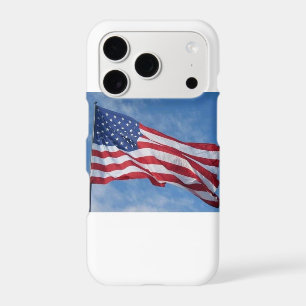 Waving American Flag Against Blue Sky iPhone 17 Pro Case