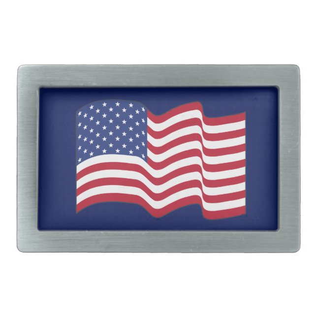Waving American Flag Belt Buckle  (Front)