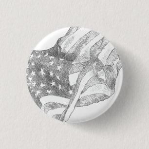 Waving American flag  Button