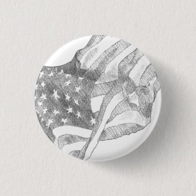 Waving American flag  Button (Front)