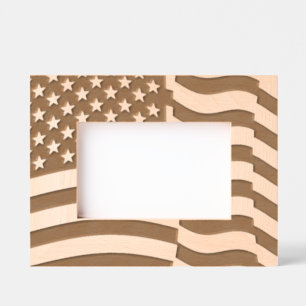 Waving American Flag Engraved Frames