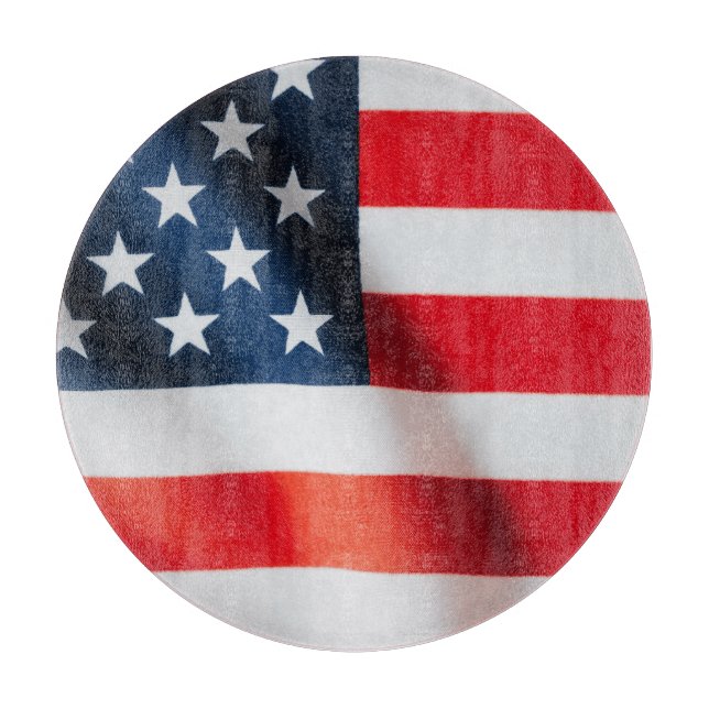 Waving American Flag Glass Cutting Board – USA (Front)