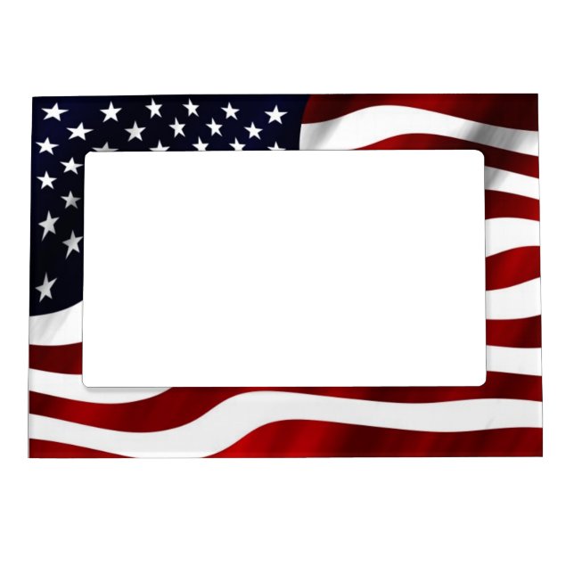 Waving American Flag Magnetic Photo Frame (Front)