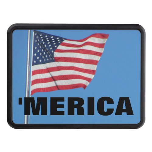 Waving American Flag  Merica Tow Hitch Cover