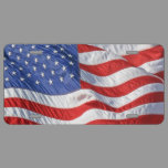 Waving American Flag Patriotic License Plate