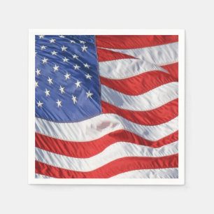 Waving American Flag Patriotic Paper Napkins
