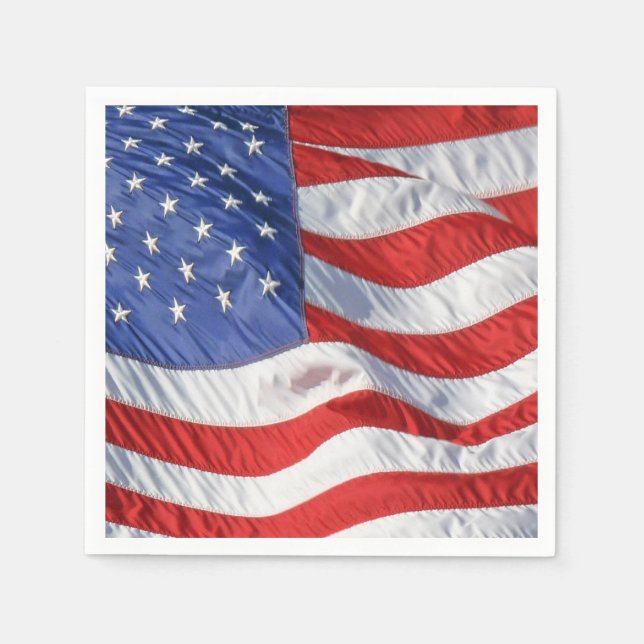 Waving American Flag Patriotic Paper Napkins (Front)