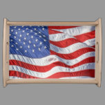 Waving American Flag Patriotic Serving Tray