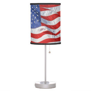 Waving American Flag Patriotic Table Lamp