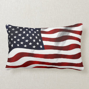 Waving American Flag Pattern Throw Pillow