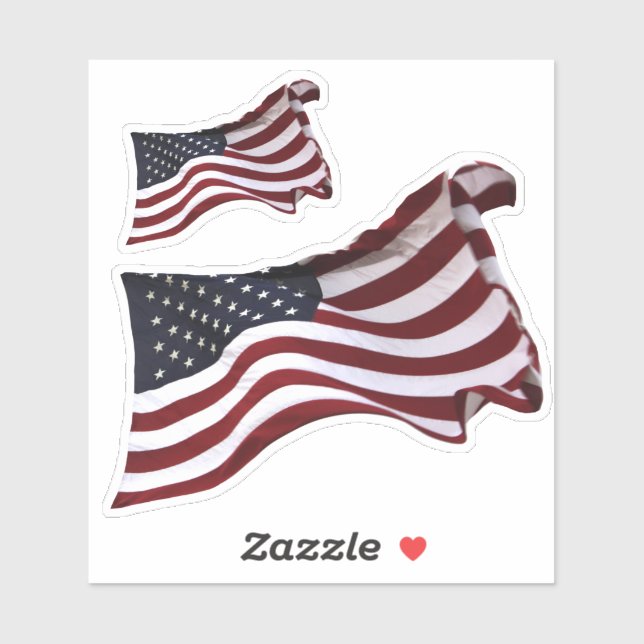 Waving American Flag Sticker (Sheet)