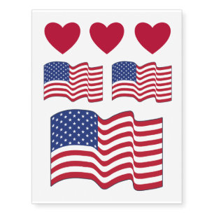 Waving American Flag Temporary Tattoos